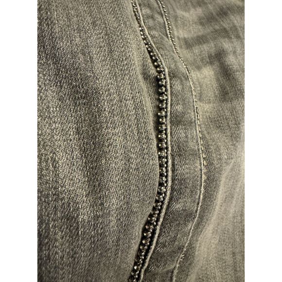White House Black Market Dark Gray Side Bling Stretchy Straight Jeans Sz 6 - Picture 13 of 13
